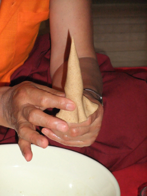 Lama Sangye Monlam making
    a torma, Graz 2012